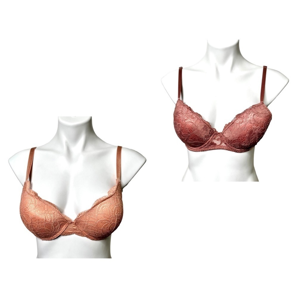 Danskin Intimates Lace Push-Up Bras Set of 2 Size 36B Peach/Dusty Rose